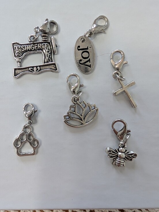 Jewelry - Charm Set- Singer Sewing Machine, Cross, Bee, Flower, Paw, Joy